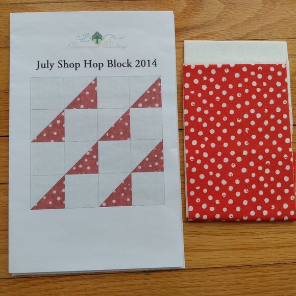 Quilt Block Sewing Pattern Kit with Fabric 2014 July Shop Hop Greenwood Quiltery - Picture 1 of 5
